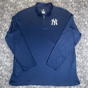 New York Yankees Fanatics 1/4 Zip Pullover Navy Blue MLB Mens Jacket